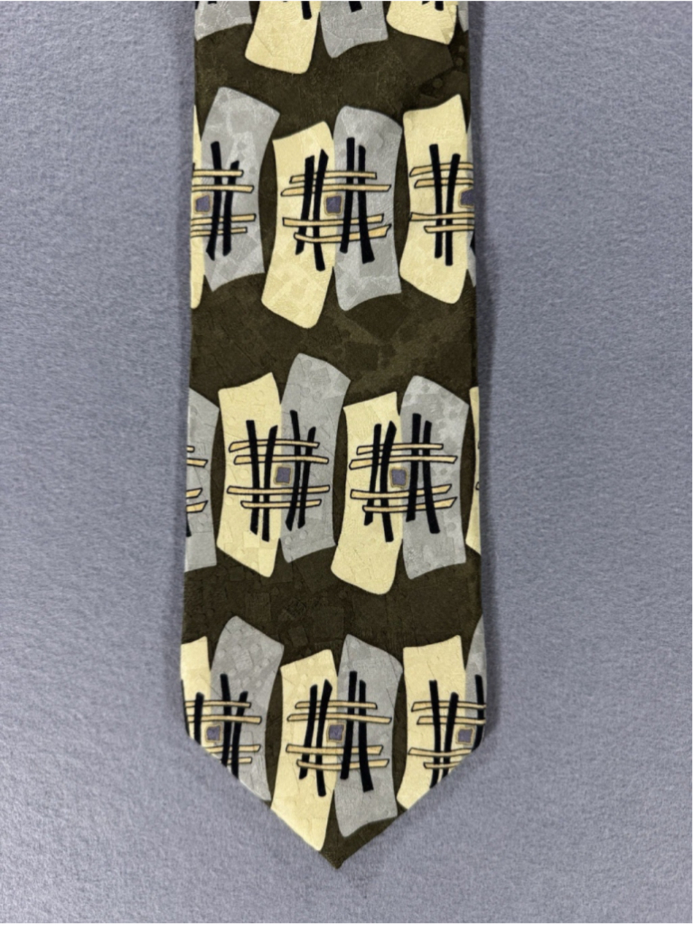 Facets Vintage 100% Silk Geometric Abstract Tie - Made in USA - 4" Wide
